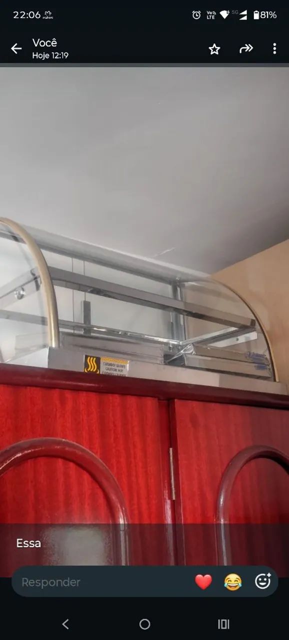 Estufa Vitrine Aquecida Salgados Inox Curva 220v