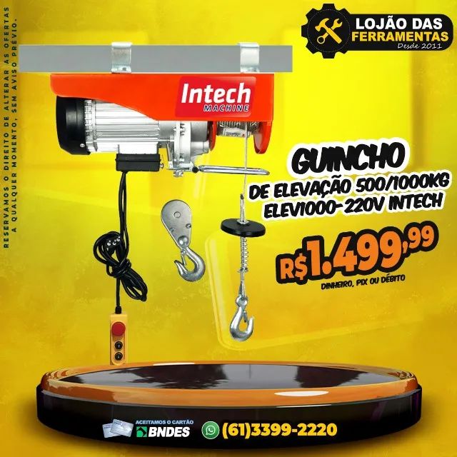 Guincho de Elevação 500/1000Kg ELEV1000-220v Intech
