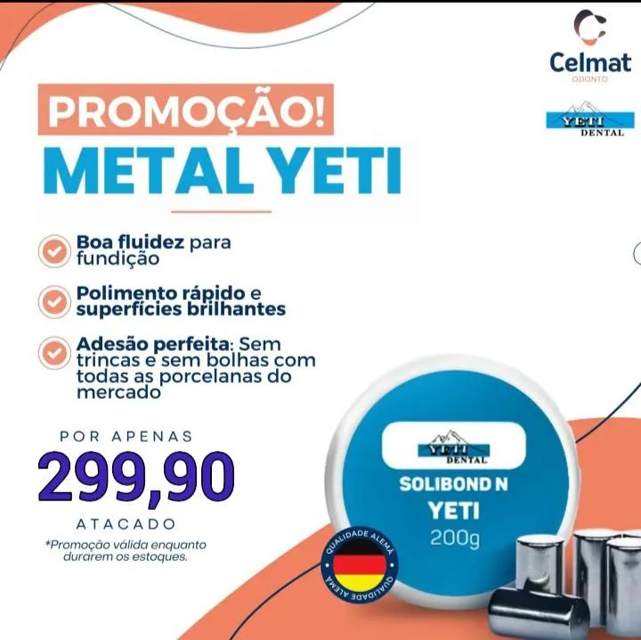 Metal p/ Cerâmica Yeti s/Berílio 200g
