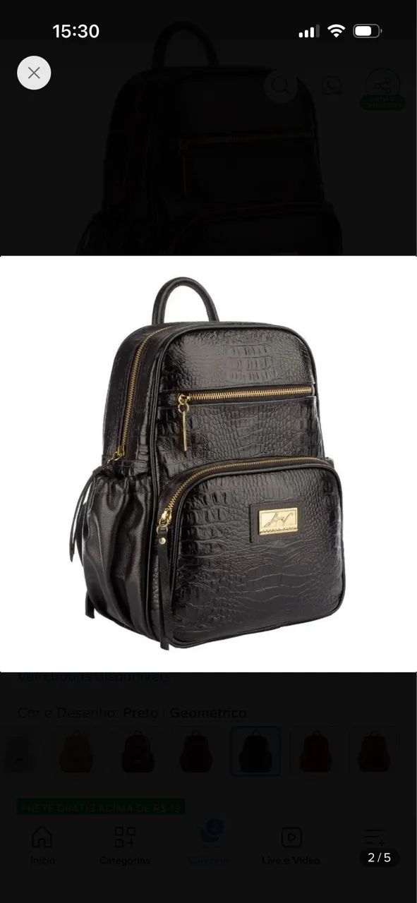 Bolsa de costas de couro legítimo 