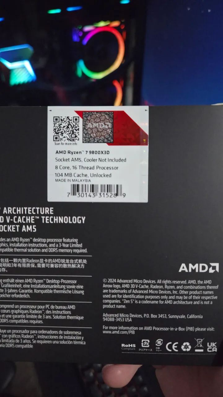 (Lacrado) Ryzen 9800x3d 8 Núcleos, 16 Threads AM5 - Foto 2