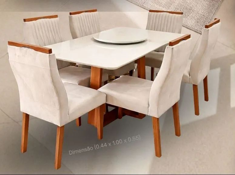 Mesa de jantar Petros 6 cadeiras em madeira maci a - Foto 2