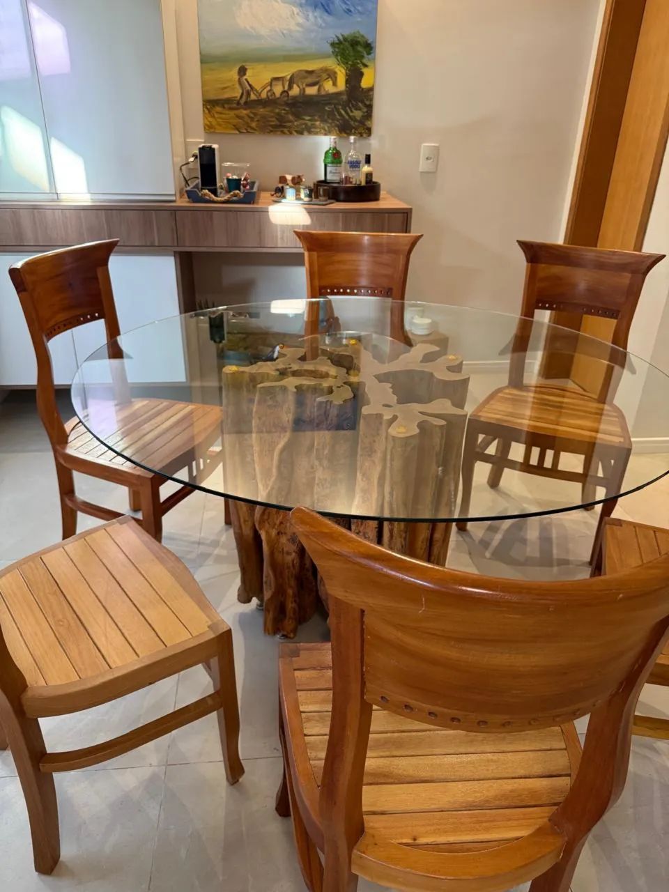 Conjunto mesa de jantar redonda com 6 cadeiras - Foto 2