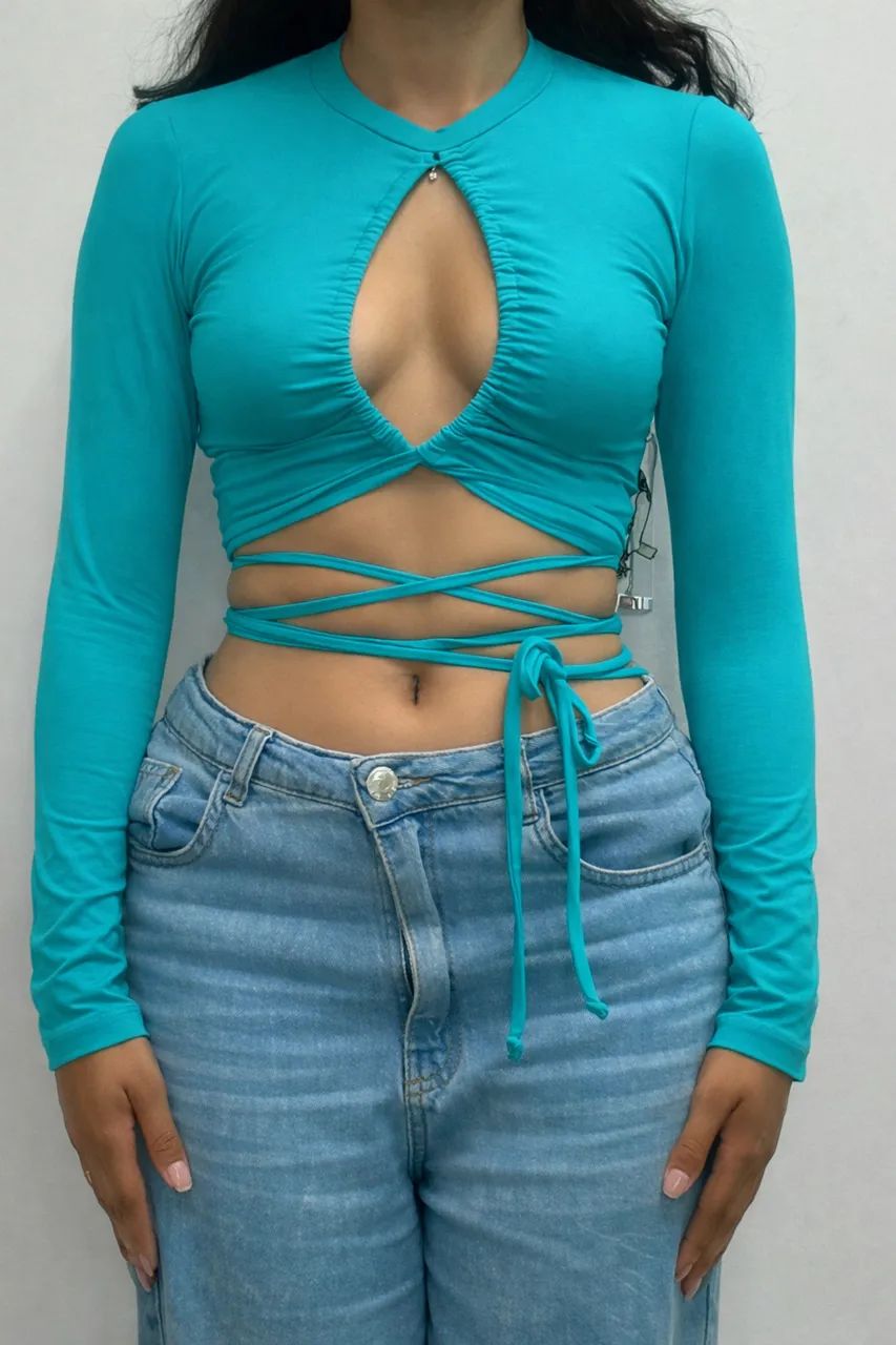Blusa academia bambush turquesa