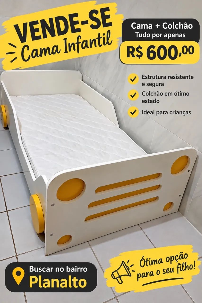 Cama carrinho + colchão 