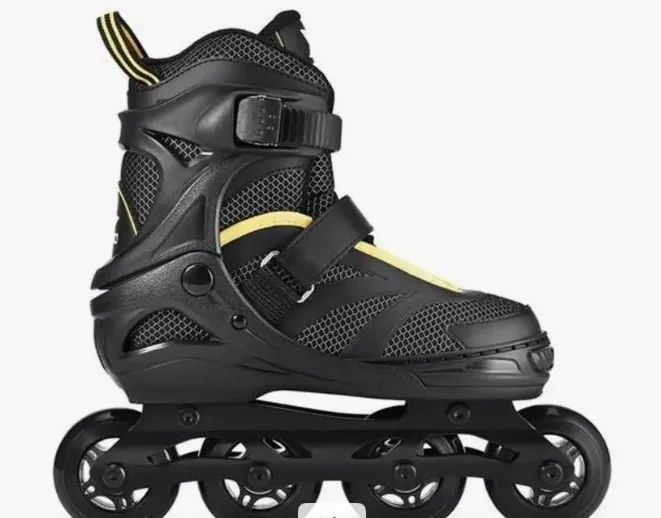 Patins Preto Amarelo Atrio Inline Regulável Tam 33-36 Abec7 M 70 Mm Preto