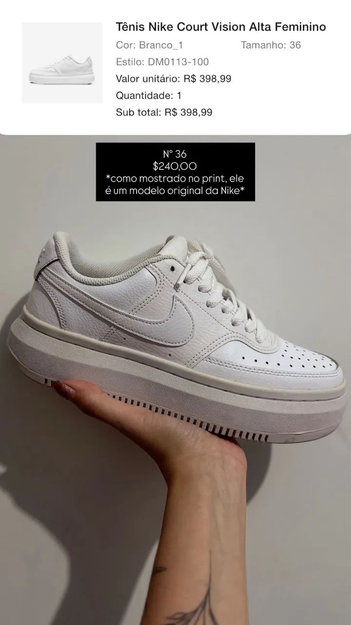 tênis nike court vision feminino 