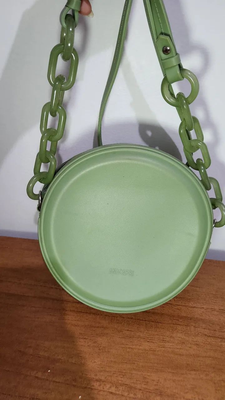Bolsa Anacapri Redonda Verde Emborrachada - Foto 3