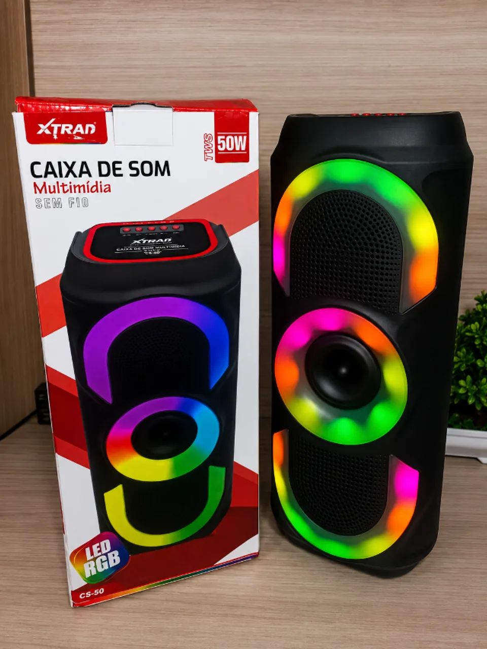Caixa de Som  Bluetooth Xtred 50W - LED RGB