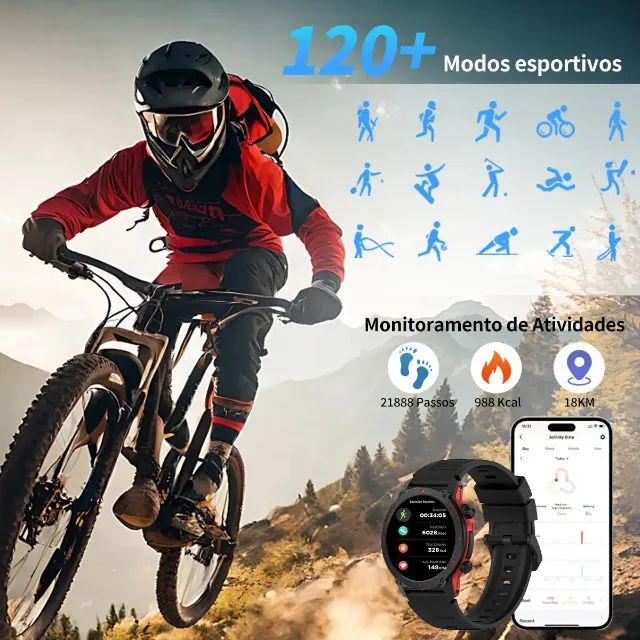 Smartwatch PEJE ZW13 com Tela AMOLED de 1.43" para Chamadas Bluetooth e 2 Pulseiras - Foto 4