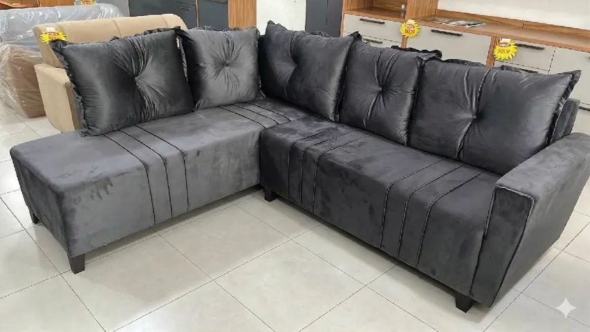 Sofa de Canto Debora Assento Mola Tecido Veludo - Estofar - Foto 3