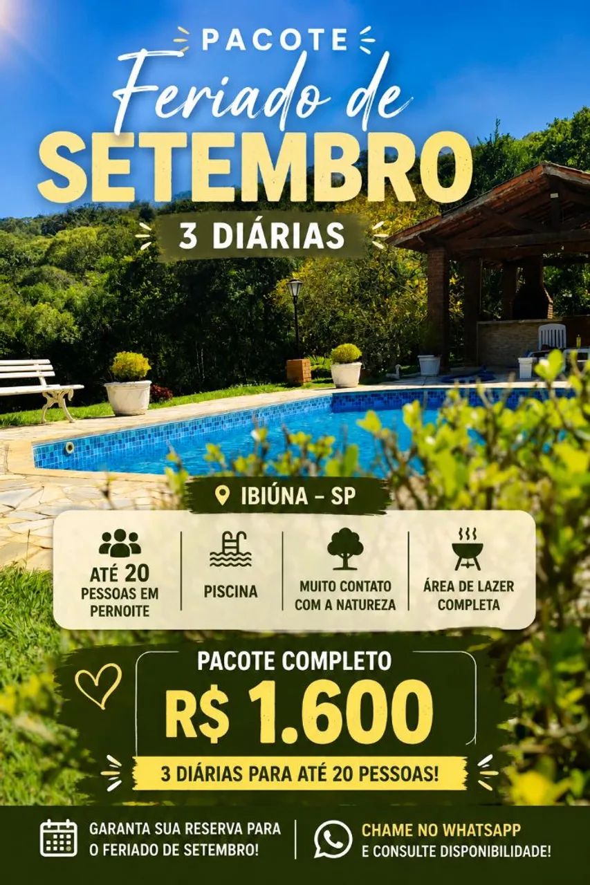 Chácara para feriado ou final de semana 
