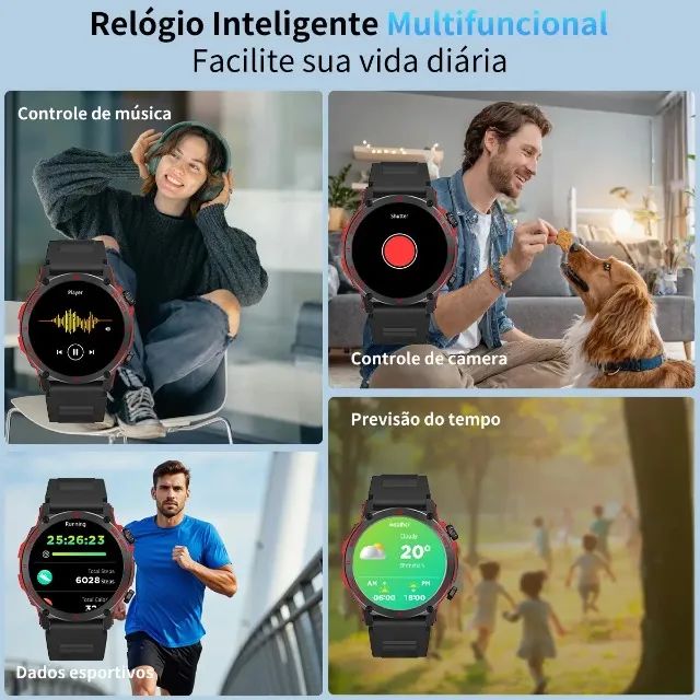 Smartwatch PEJE ZW13 com Tela AMOLED de 1.43" para Chamadas Bluetooth e 2 Pulseiras - Foto 3