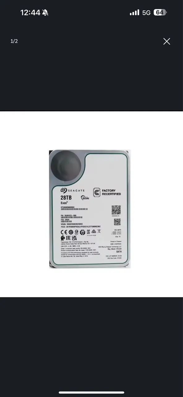 Hd sata 28 tb seagate 1-mil horas de uso