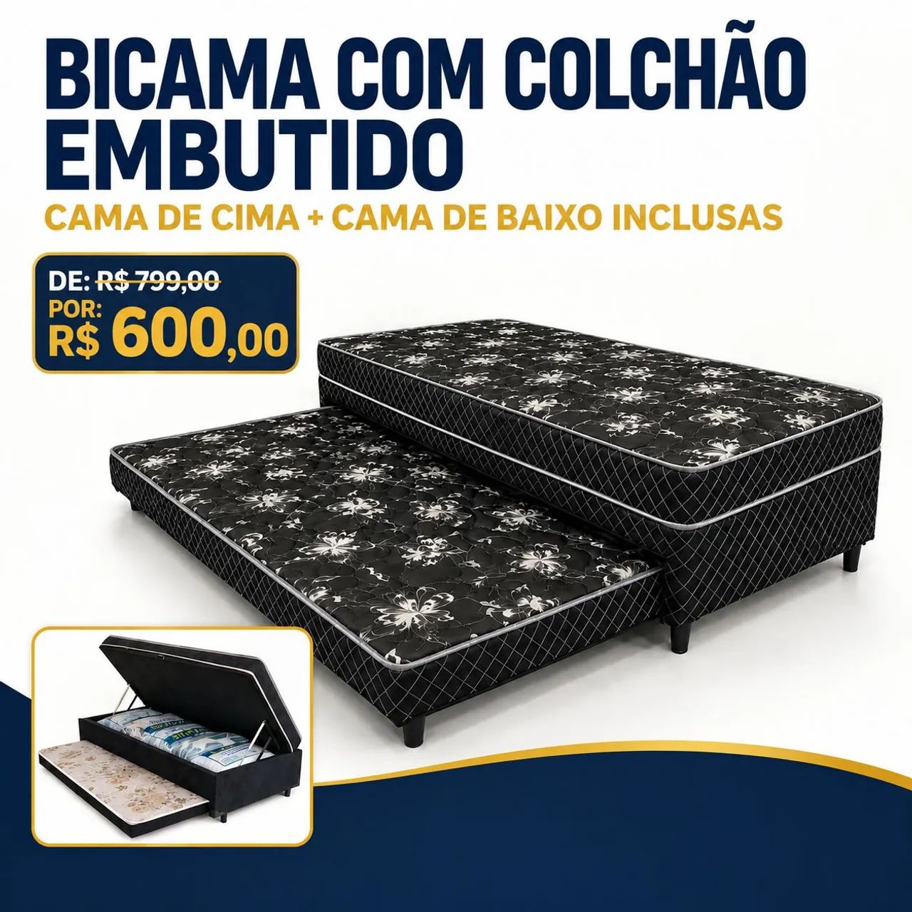 Bicama com colchão embutido 