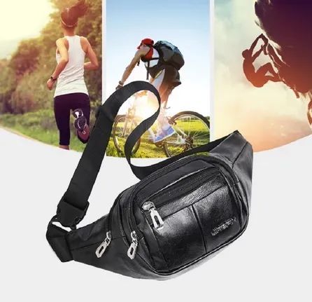 Pochete em Couro Sintético Masculina Feminina Bolsa de Cintura Transversal z1492