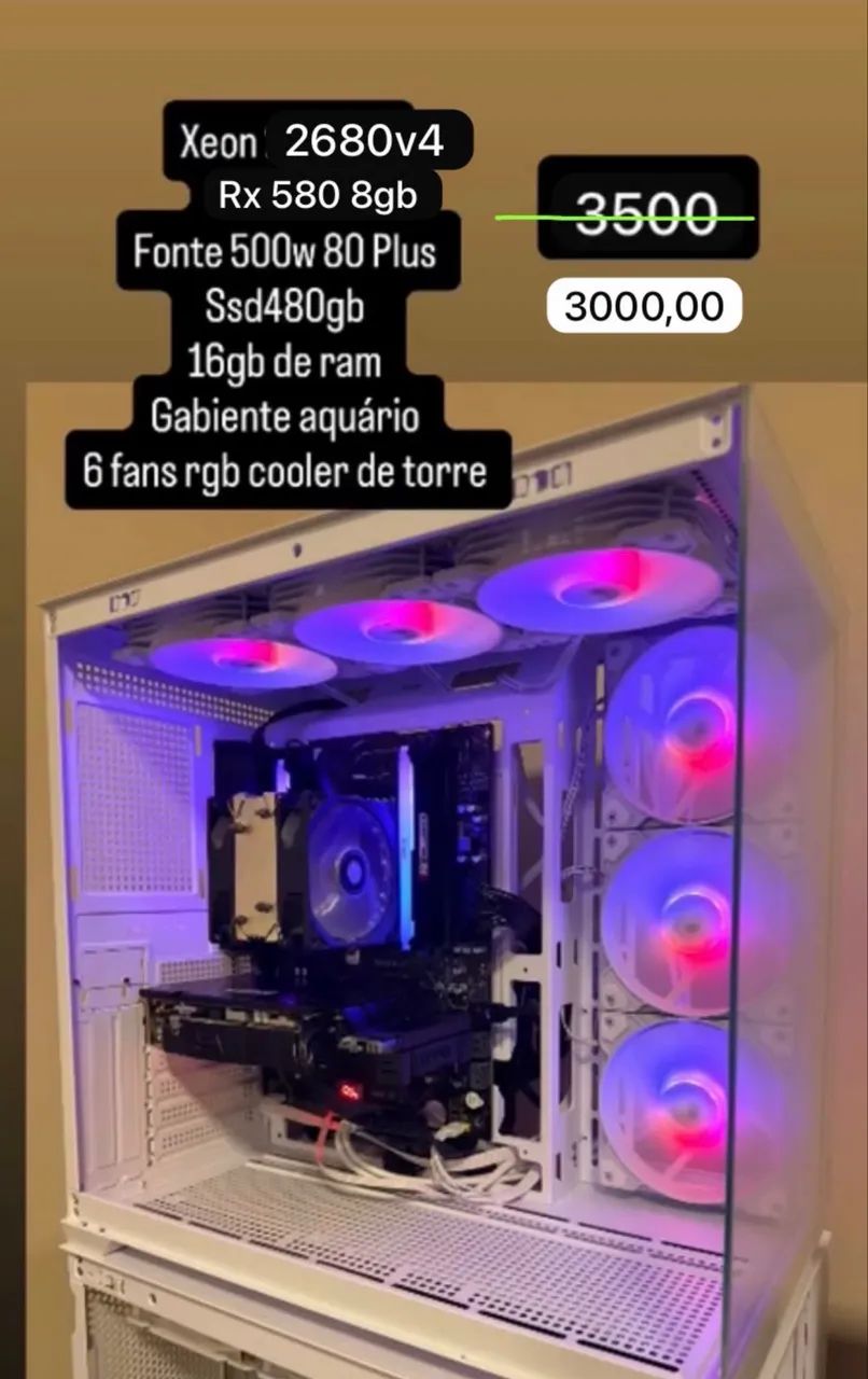 Pc gamer xeon 2680 v4 forte com placa de vídeo 