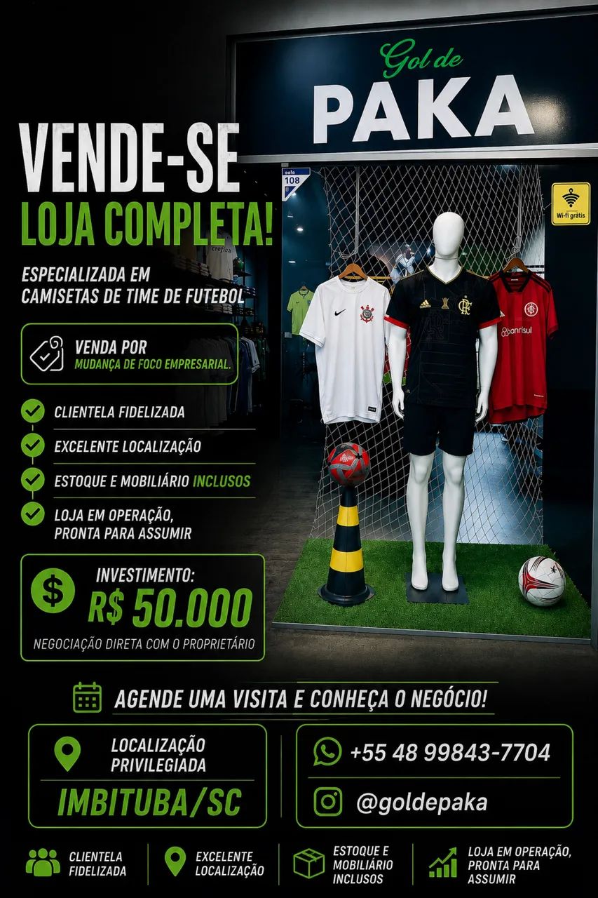 Vendo loja de artigos de futebol 