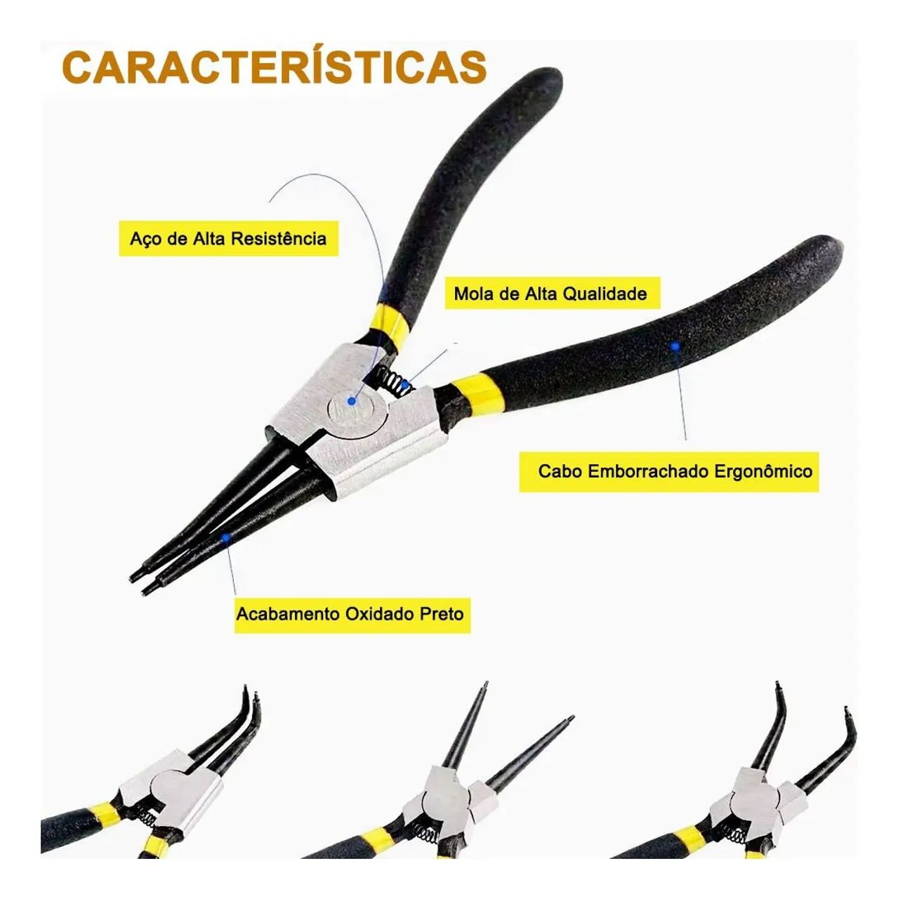 Alicate Extrator Anéis Kit 4 Reto Corneta E Alicates Curvo - Foto 4