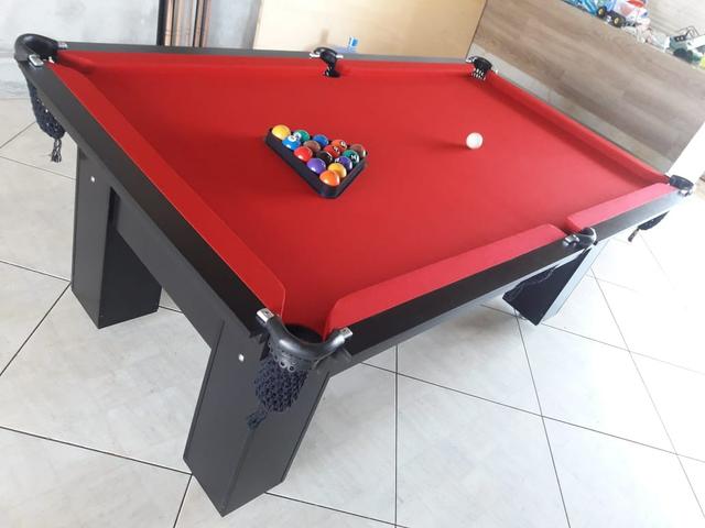 Mesa de Bilhar Modelo ART2128 Cor Vermelha Pés Laterais - Foto 5