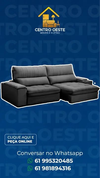 Sofa retratril reclinavel molas ensacadas com pillo / 2.50 cinza 