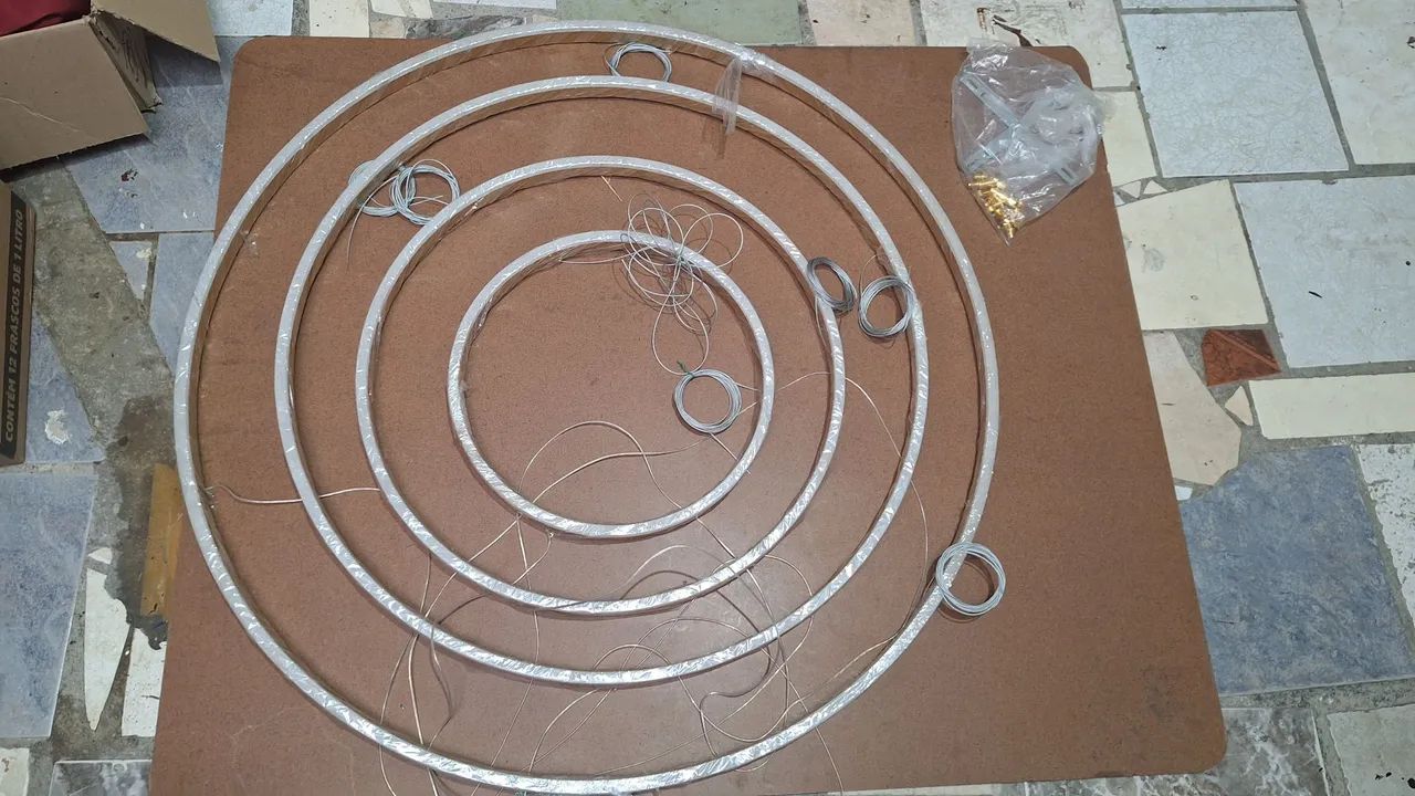 Anel de luz pendente LED moderno, lâmpada de sala de estar, luz pendente circular - Foto 5