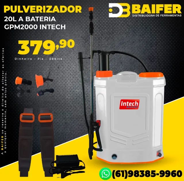 Pulverizador Costal 20 Litros a Bateria Gpm2000 Intech