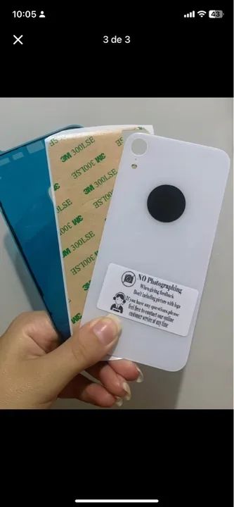Tampa Traseira Vidro Iphone XR Furo da Câmera Maior Com Cola - Foto 2