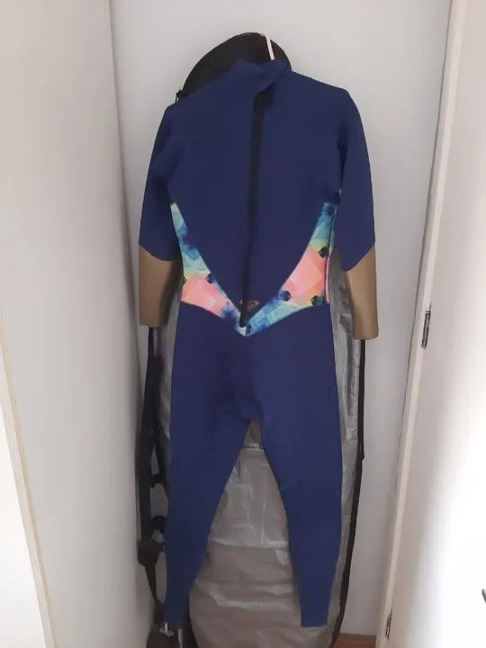 Long John / Traje de Mergulho - Feminino Roxy Popsurf 3/2mm - Estampado Com Zíper Traseiro - Foto 4