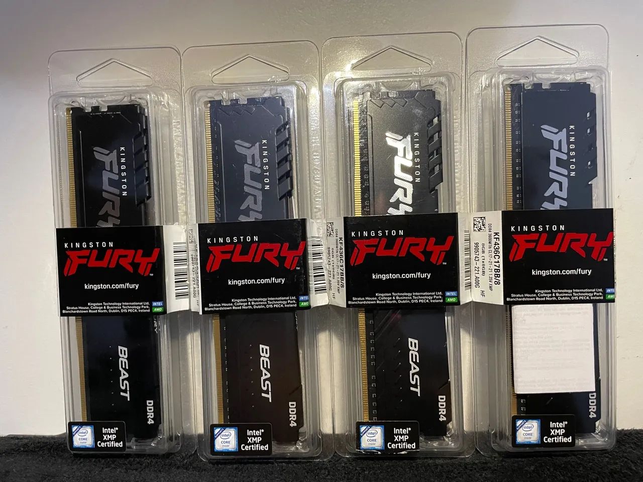 32gb (4x8gb) Memória kingston ddr4 3600mhz Fury beast KF436C17BB/8