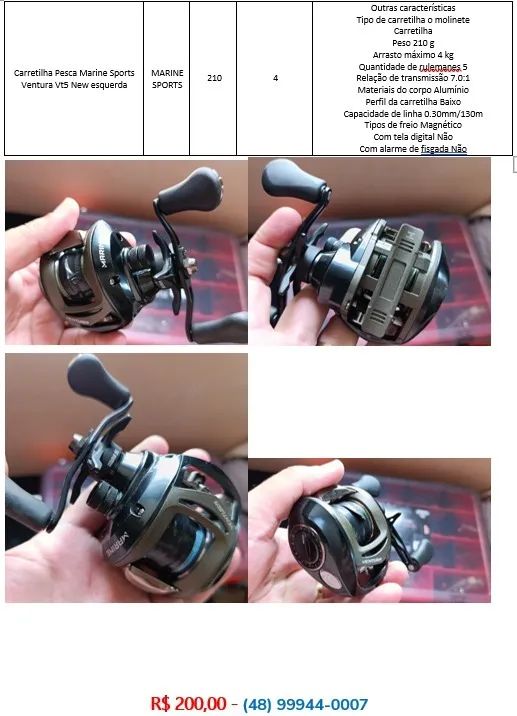 Carretilha Pesca Marine Sports Ventura Vt5 New esquerda