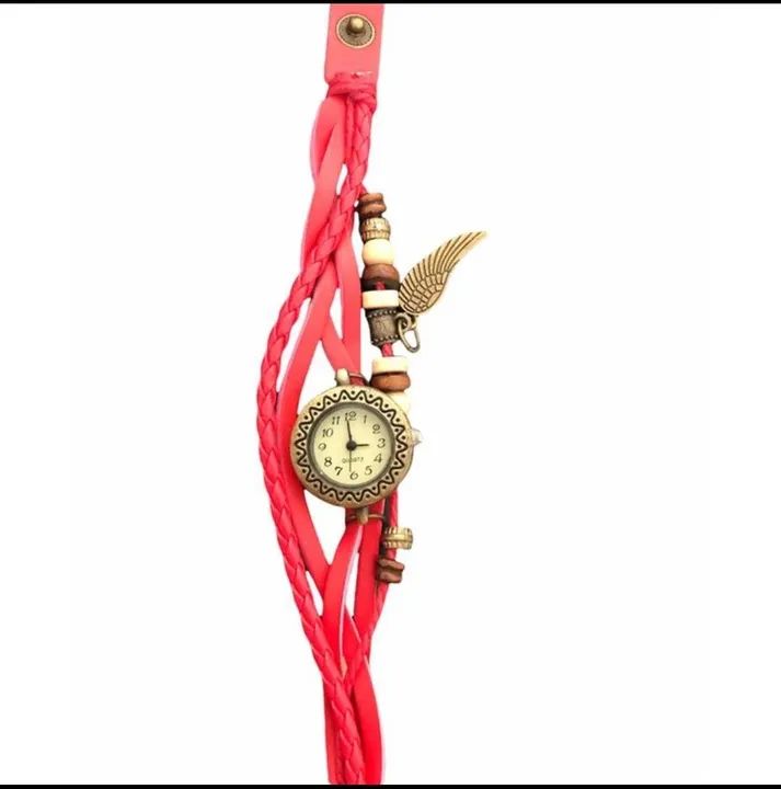 Fique na moda com Relógio feminino pulseira de couro com pingente <br> - Foto 2