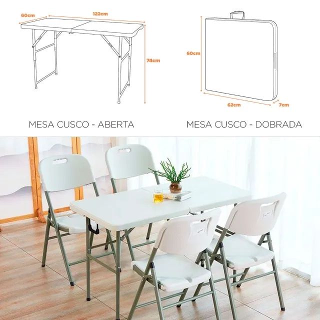 Mesa Dobrável Portátil Maleta Com Alça Para Camping 1,80m