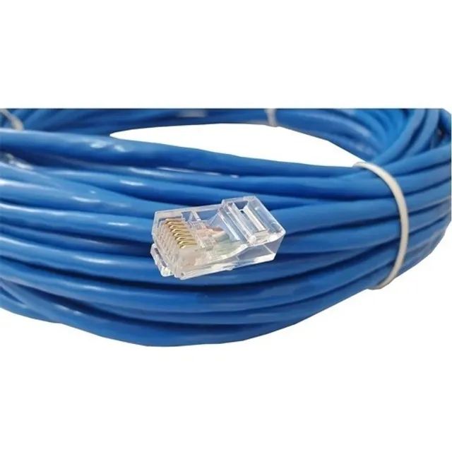 Cabo Rede Rj45 20m Ethernet Patch Cord Cat5e Azul 20 Metros - Foto 4