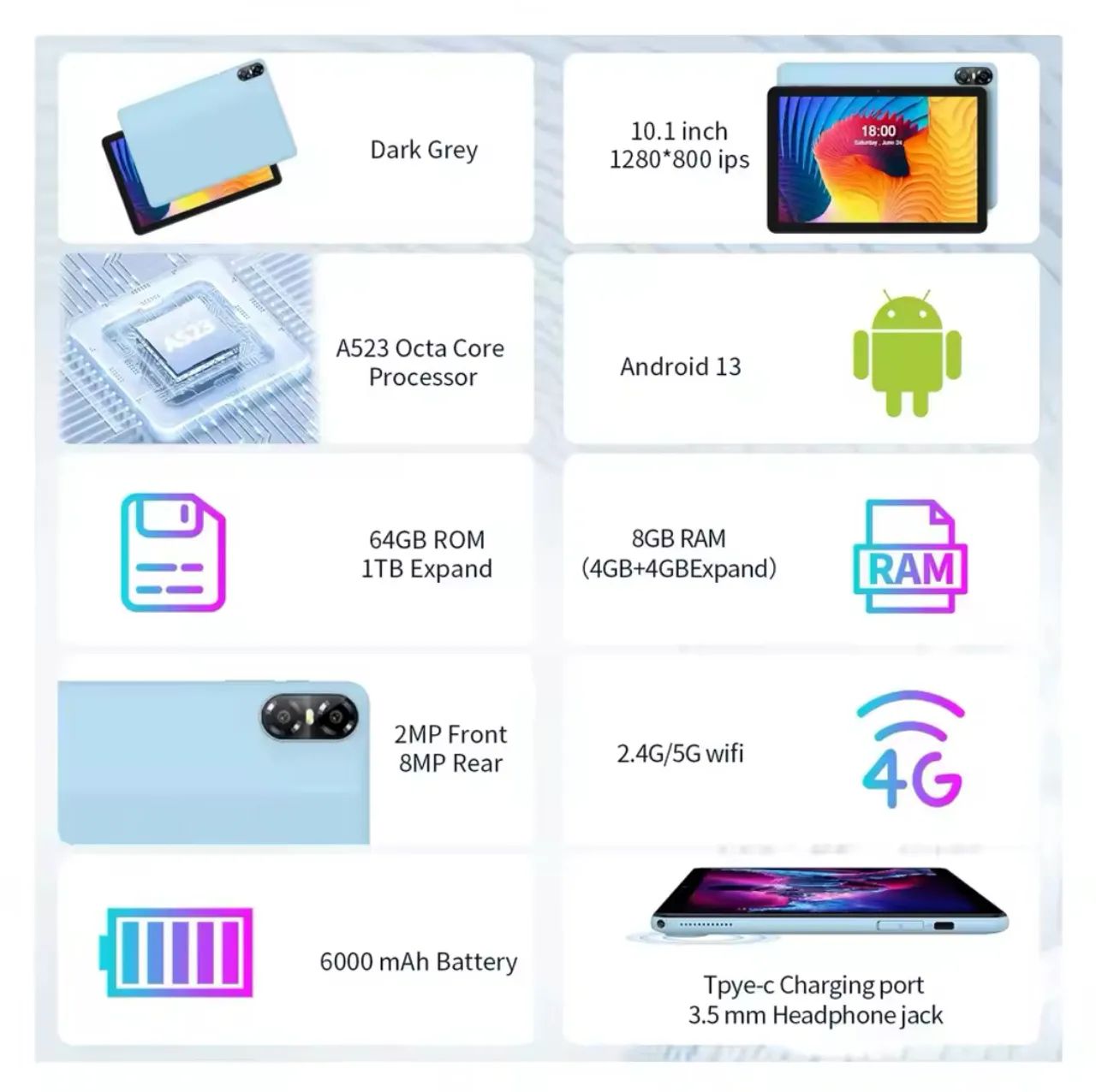 Tablet PC PRITOM TOUTCH 10 plus, 10.1 polegadas, 8(4+4) RAM, 64gb, tipo C - Foto 4