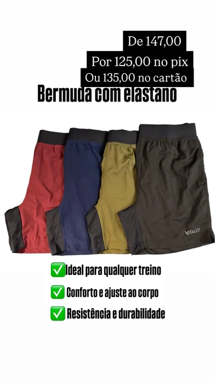 Bermuda com elastano ideal para treinos
