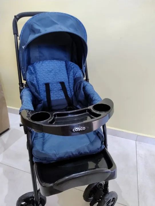 Carrinho de bebê+ bebê conforto Cosco  azul - Foto 6