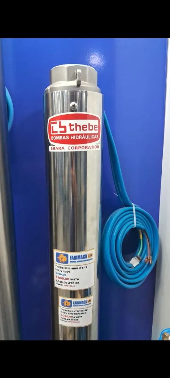 BOMBA SUBMERSA 5.5CV TRIFÁSICO 220/380V THEBE