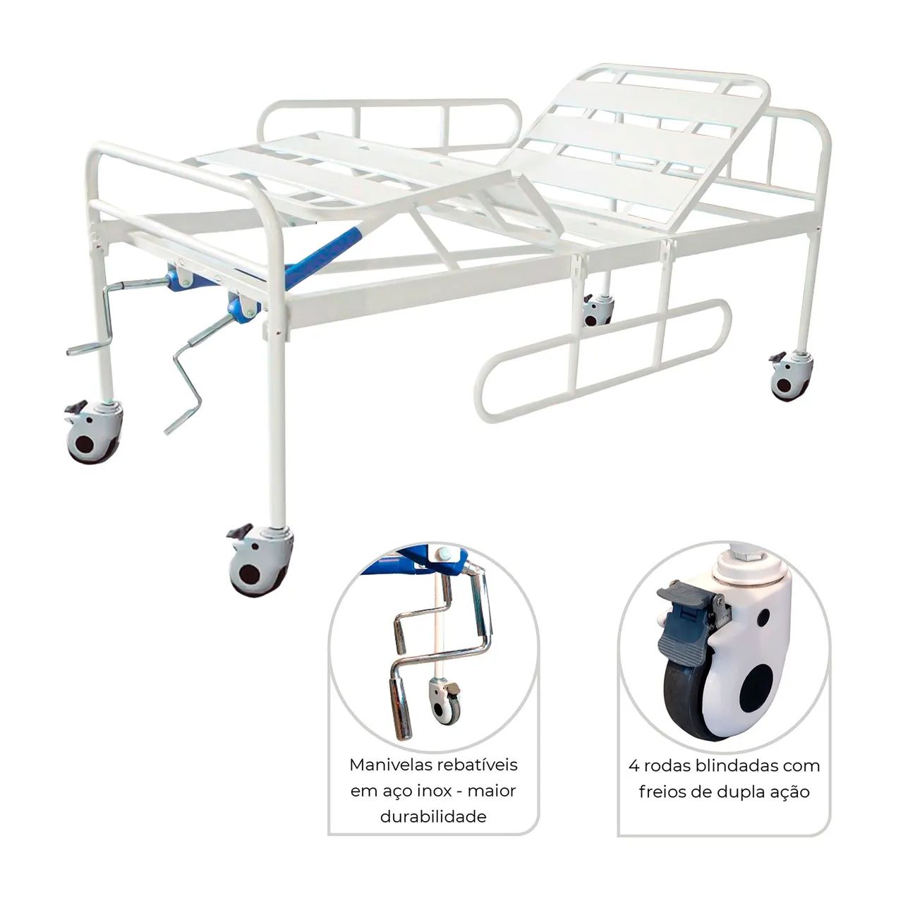Cama hospitalar 02 manivelas e Colchão hospitalar  - Foto 4