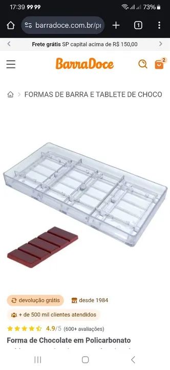 Moldes pra chocolate Tablet 50 gramas 30 peças novos
