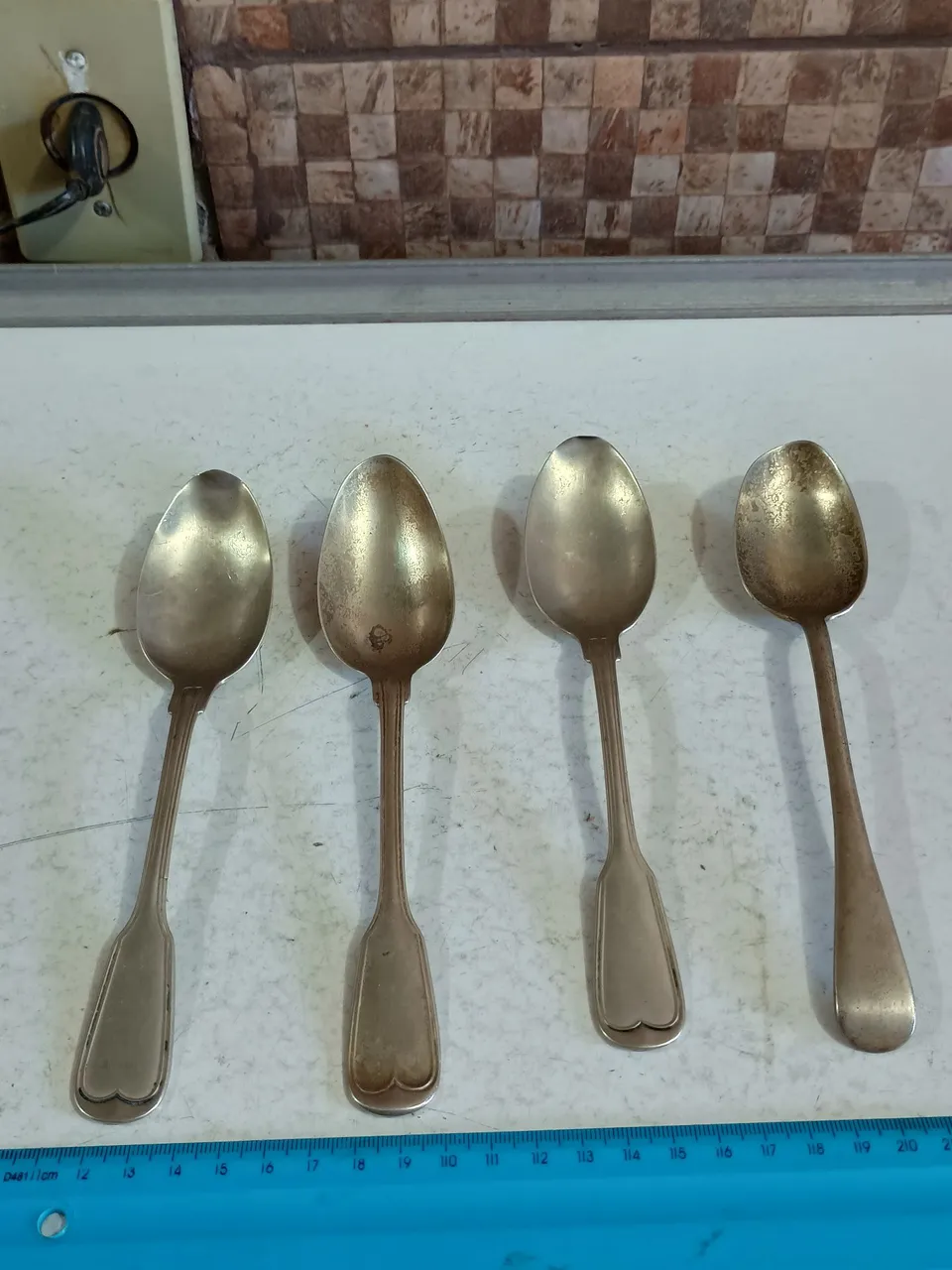 Conjunto de 4 colheres de alpaca antigas
