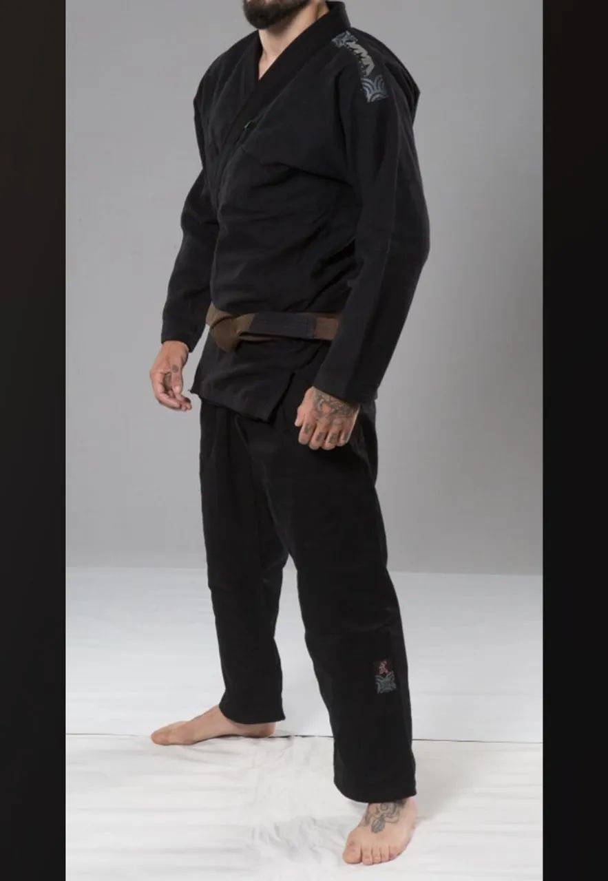 Kimono Trançado Ultra Light Jiu-jitsu preto Yama (Tamanho A3) - Foto 2