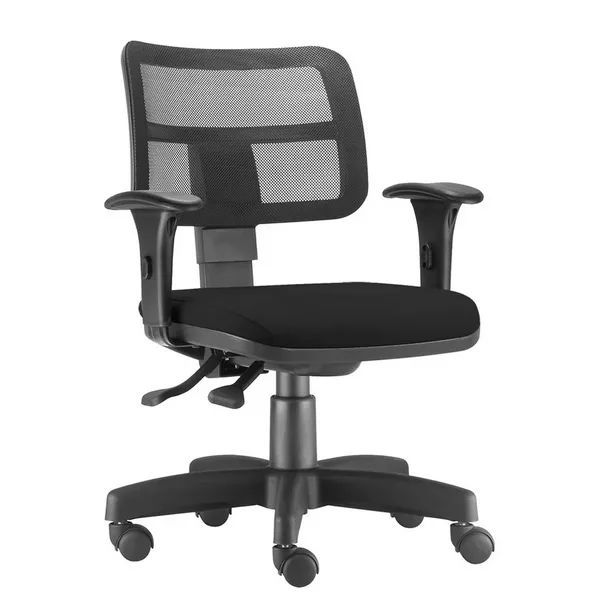 Cadeira Back System Executiva Encosto Tela Zip Frizokar Braço Preto Tecido.
