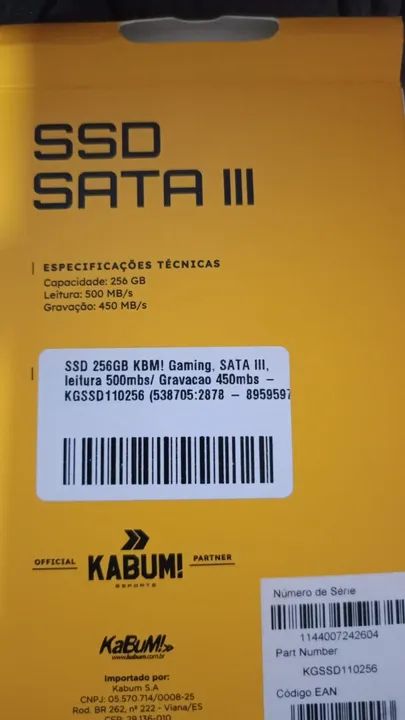 SSD KBM! Gaming, SATA III, 256GB, leitura 500mbs/ Gravacao 450mbs, Preto - Foto 2
