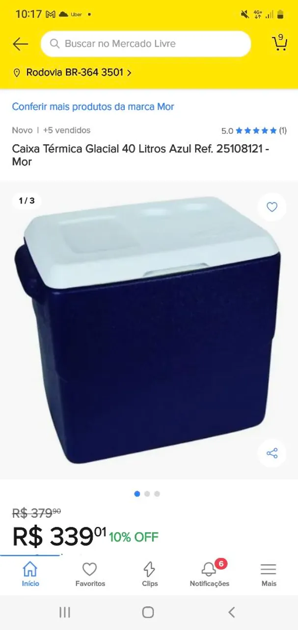 Caixa Térmica Glacial 40 Litros Azul Mor