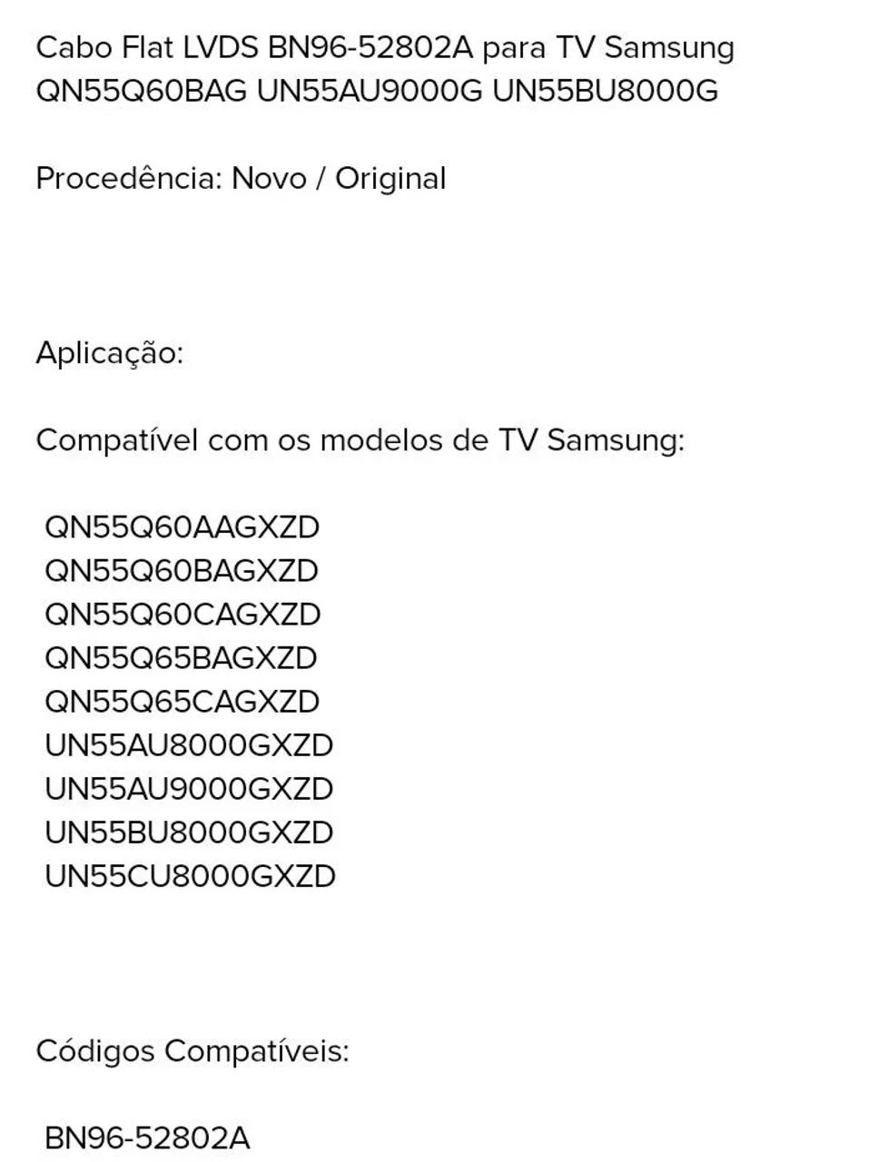 2Cabos Flat TVSamsung Crystal 4K Original Modelo UN55BU8000g - Foto 2