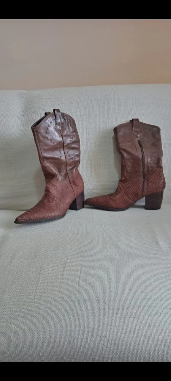 Bota Western Couro Marrom