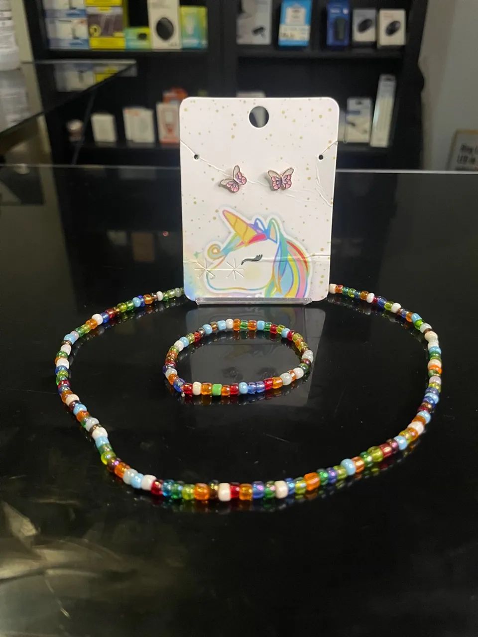colar com pulseira infantil + brinde