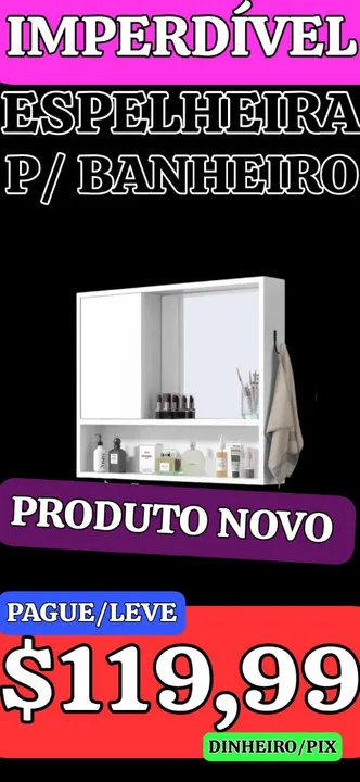 Espelheira para Banheiro - Novo - R$119,99