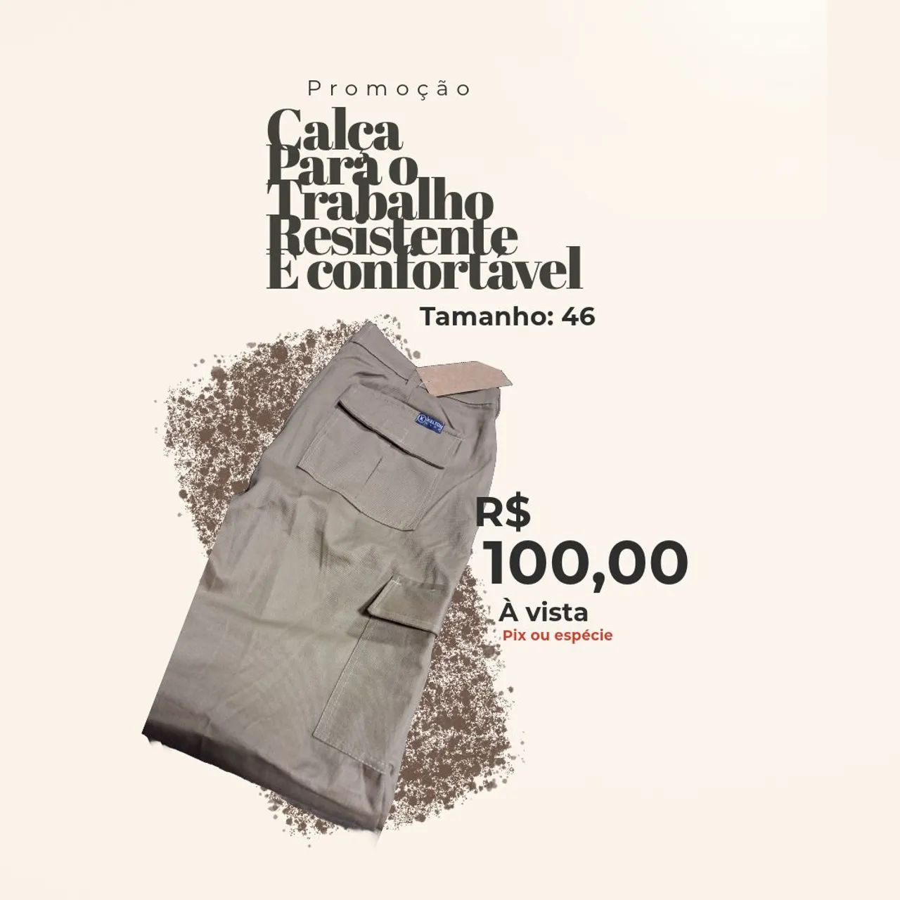 Calça de Trabalho Resistente e Confortável - Tamanho 46